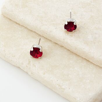 Ruby Red Swarovski Crystal Stud Earrings, 3 of 6