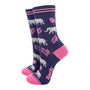Women's Jungle Elephants Bamboo Socks Navy, thumbnail 1 of 4