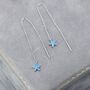Aquamarine Blue Cz Flower Threader Earrings, thumbnail 8 of 12