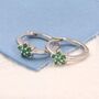 Emerald Green Cz Flower Huggie Hoop Earrings, thumbnail 6 of 12