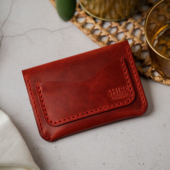 Personalised Handmade Red Leather Wallet Press Stud, 5 of 7