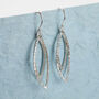 Hammered Sterling Silver Leaf Outline Drop Earrings, thumbnail 3 of 7