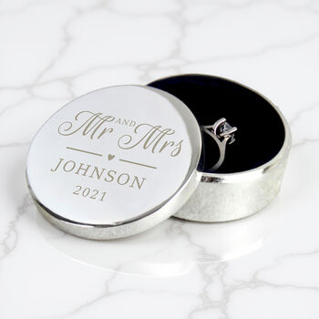 Personalised Mr And Mrs Ring Box Personalised Gift, 2 of 3