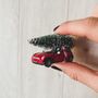 Miniature Red Mini With Christmas Tree, thumbnail 2 of 2