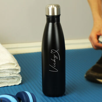 Personalised Heart Black Metal Insulated Drinks Bottle, 5 of 6