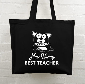 Personalised Tote Bag For Teacher's, Owl Cat Dog Design, 6 of 6