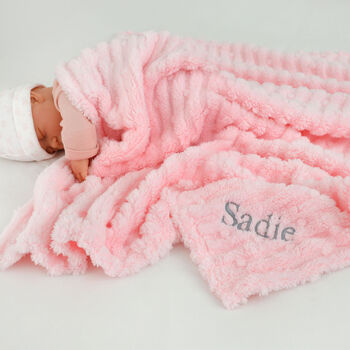 Personalised Pink Textured Fluffy Baby Blanket, 2 of 8
