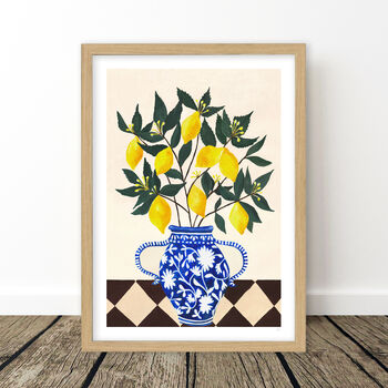 Vase Of Lemons Still Life Print, 6 of 8