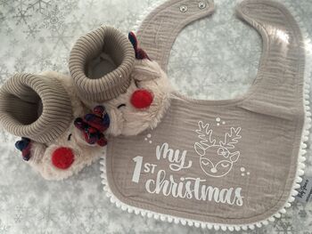 'My First Christmas' Bib And Booties Gift Set, 4 of 7