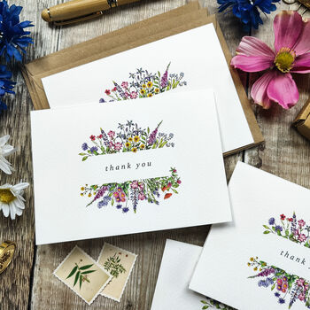 10 X Wildflower Thank You Cards, 7 of 8