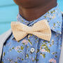 Mens Beige Gingham Print Bow Tie, thumbnail 1 of 7