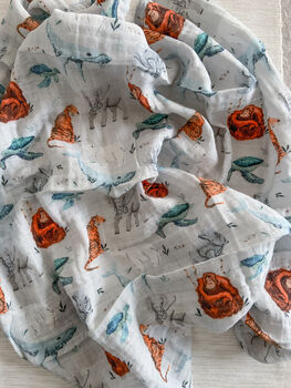 Endangered Animals Patterned Muslin Blanket / Comforter, 2 of 3