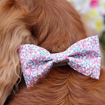 Pink Liberty Print Dog Bow Tie, 2 of 4