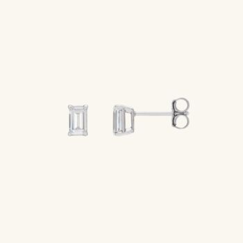 Rectangle Stud Earrings Silver, 4 of 4