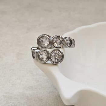 Solitaire Diamond Crossover Ring Silver, 4 of 9