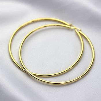 9ct Gold 20mm 70mm Lightweight Hinged Hoop Earrings, 9 of 10