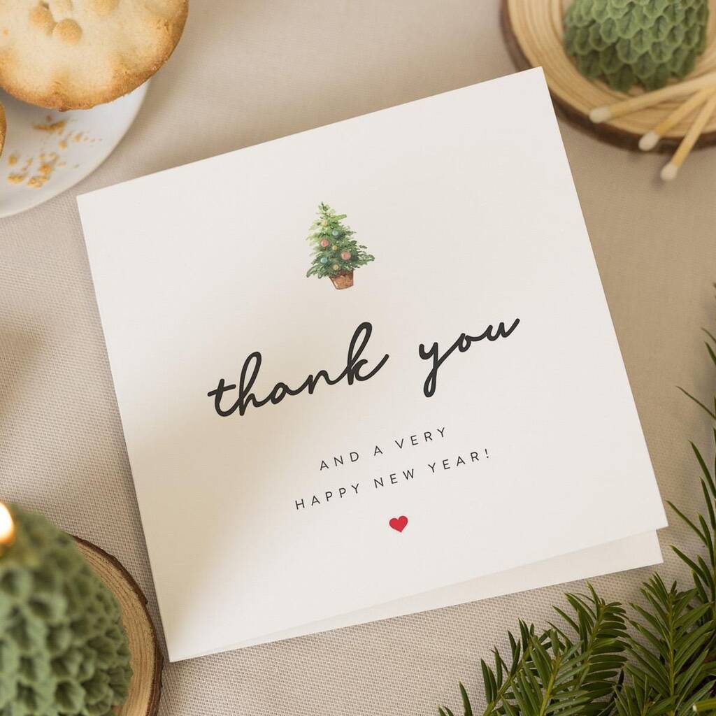 Personalised Christmas Thank You Happy New Year Card, 1 of 7