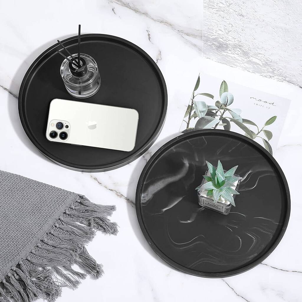 Ink Black Round Vanity Tray By Momentum