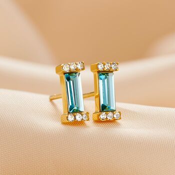 Birthstone Baguette Stud Earrings In Gold Vermeil, 8 of 12