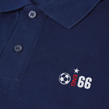 Organic Cotton England Football Navy Polo Shirt, 4 of 6