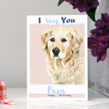 Personalised 'I Woof You' Dog Birthday Card, 5 of 7