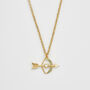 Gold Cupids Bow And Arrow Necklace, thumbnail 1 of 8