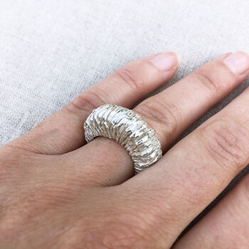 Large Hasselback Eco Sterling Silver Ring, 2 of 6