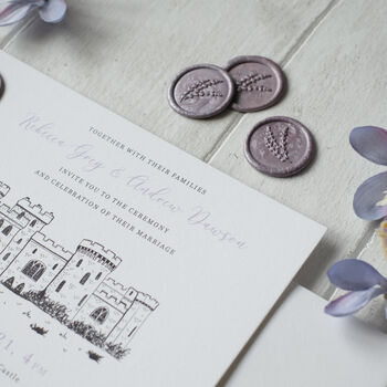 Lilac Wedding Invitation With Lavender Wax Seal, 5 of 11