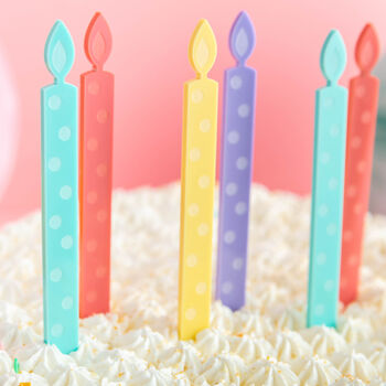 Colourful Reusable Birthday Candle Cake Toppers, 3 of 6