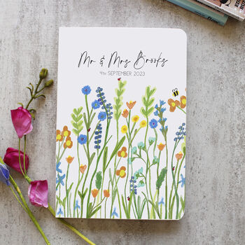 Personalised Wedding Wildflower Pattern Notebook Gift, 2 of 2