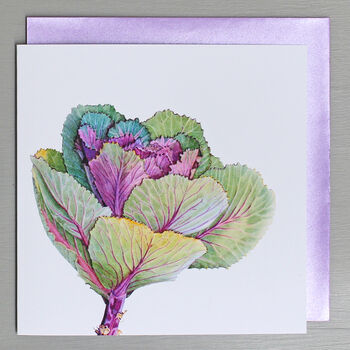 Card With Ornamental Cabbage Illustration, 2 of 4