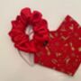 Christmas Red And Gold Face Mask And Scrunchie Gift Set, thumbnail 2 of 4