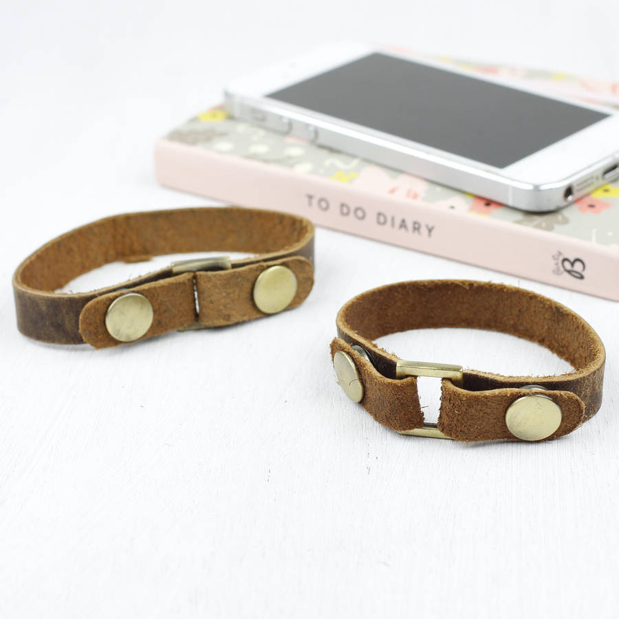 Personalised Leather And Brass Bracelet, 1 of 7