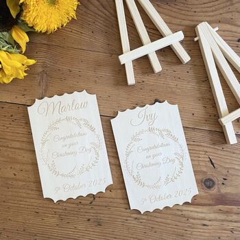 Personalised Wooden Christening Card Engraved Keepsake Gift, 8 of 8