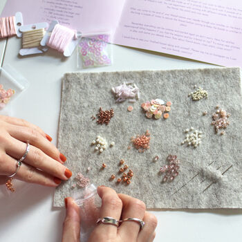 Beaded Embroidery Kit In 'Pink', 2 of 11