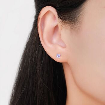 Asymmetric Hand Painted Enamel Hydrangea Flower Bouquet Stud Earrings In Sterling Silver, 7 of 12