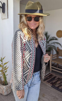 Zambezi Geometric Tribal Short Biker Jacket Coat, 4 of 12