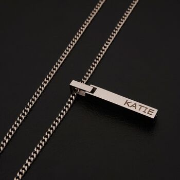 Silver Personalised 3D Bar Pendant Necklace, 3 of 12
