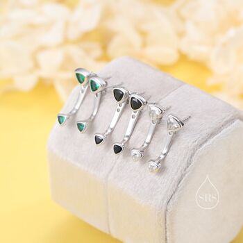 Double Trillion Cut Cz Ear Jacket In Sterling Silver, 2 of 12