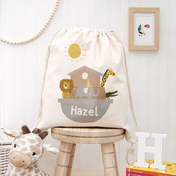 Personalised Noah's Ark Cotton Nursery Bag, 2 of 4
