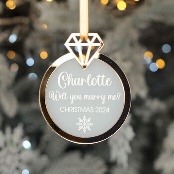 Diamond Ring Wedding Proposal 3D Acrylic Christmas Decoration, 3 of 5