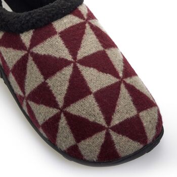 Ronnie Burgundy Geometric Pattern Mens Slippers Indoor/Garden Shoes, 8 of 10