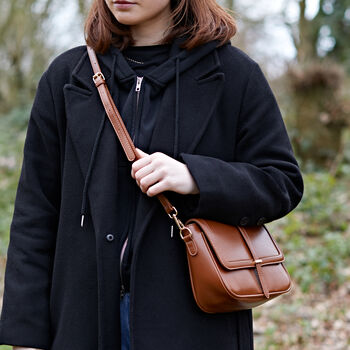 Personalised Custom Embossed Soft Faux Leather Satchel Cross Body Bag, 3 of 6