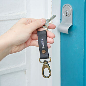 Personalised Buffalo Leather Keyring With Hook, 3 of 9