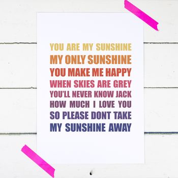 You Are My Sunshine Personalised Print, 5 of 7