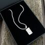 Silver Rectangle Hammered Pendant Chain Necklace For Men, thumbnail 1 of 12
