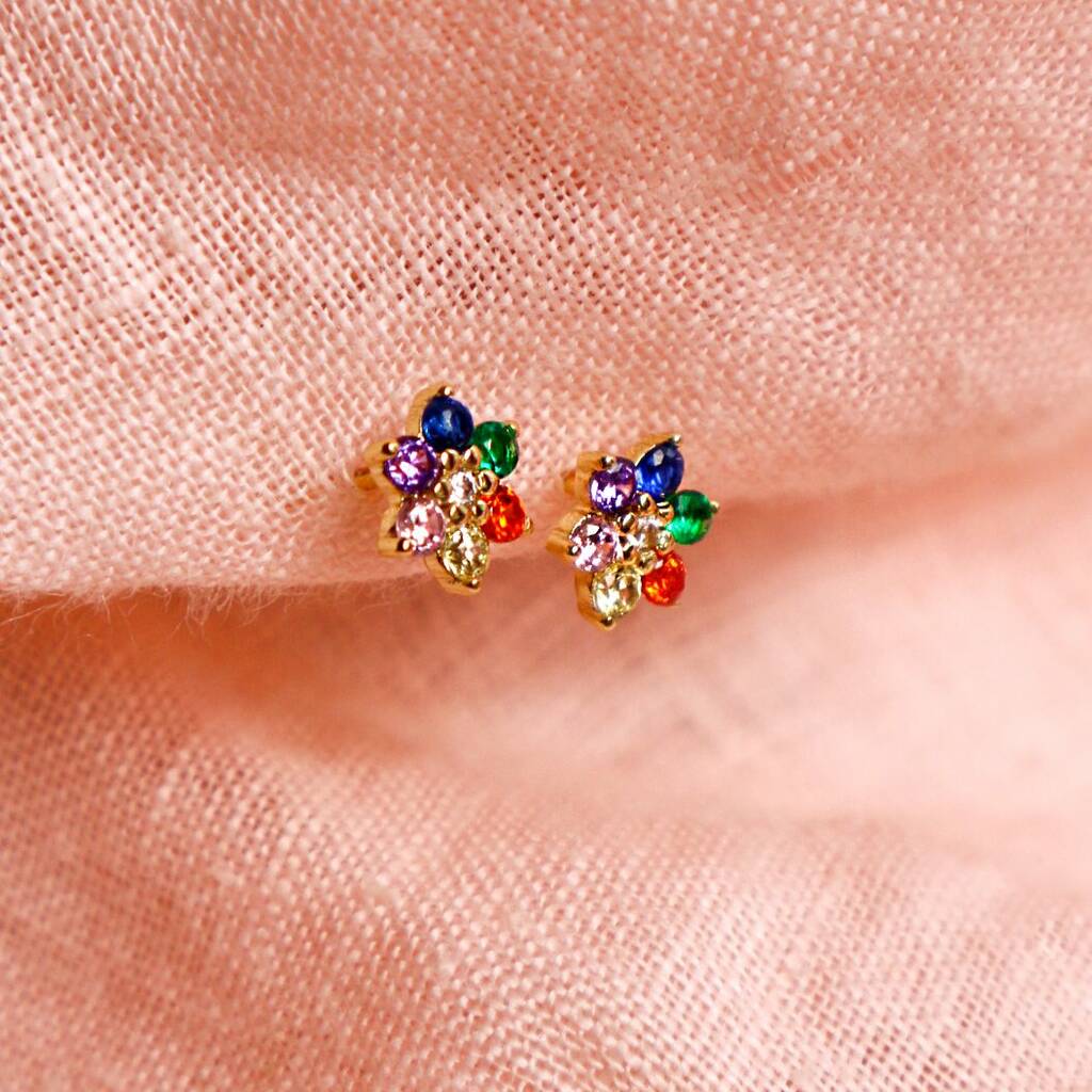 Rainbow Flower Stud Earrings By Junk Jewels | notonthehighstreet.com