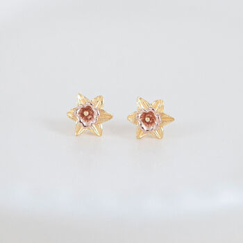 18ct Gold Plated Daffodil Stud Earrings, 3 of 10