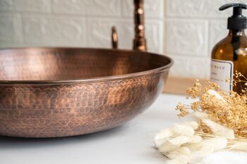 Hammered Solid Copper Vessel And Drop In Sink, Artisan Kitchen And Bathroom Basin, 5 of 7