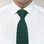 Men's Square End Knitted Tie With Dots | Dark Green, thumbnail 2 of 5